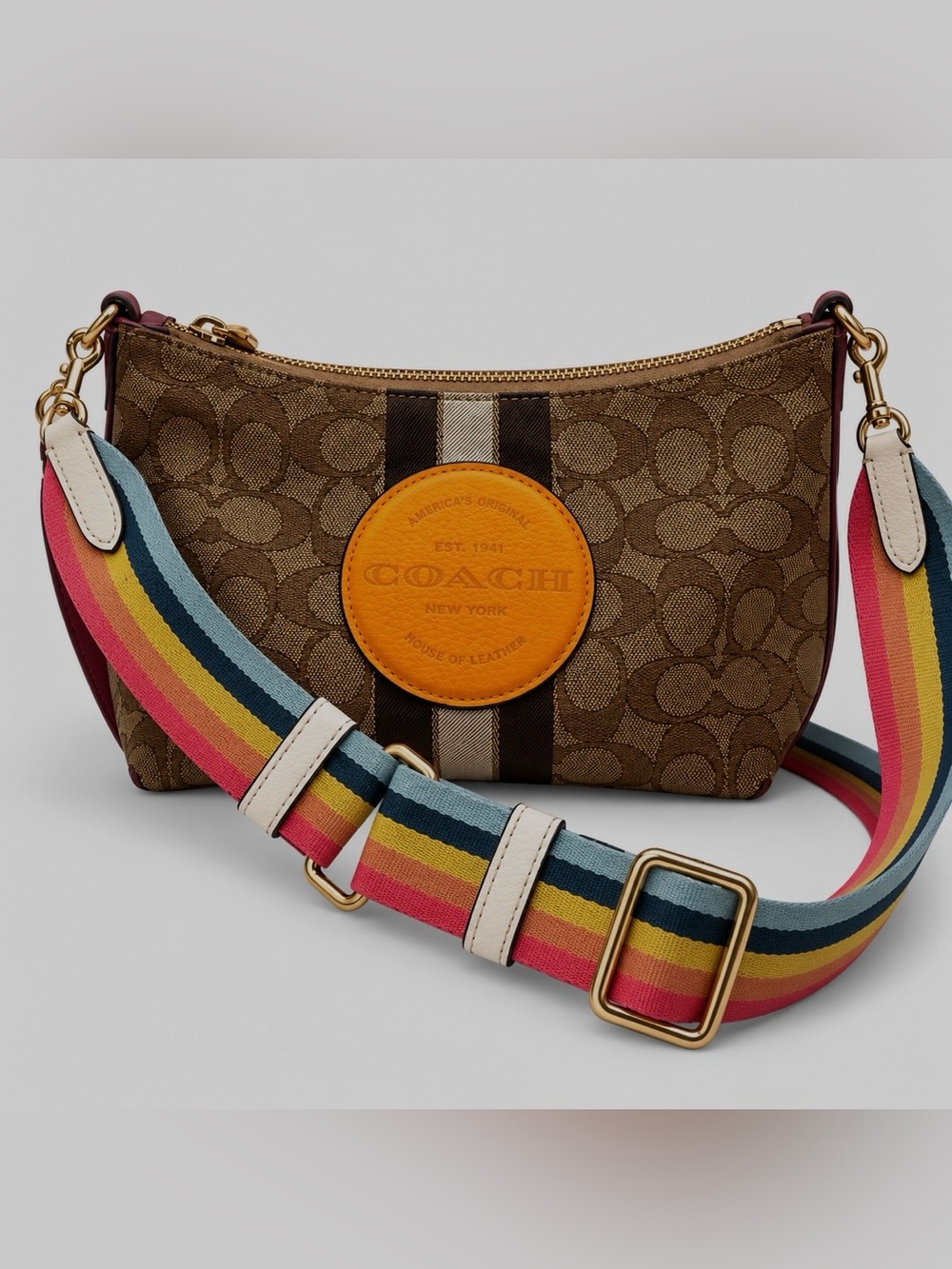 Coach Dempsey Shoulder Bag 5483 Signature Jacquard Stripe Patch Crossbody